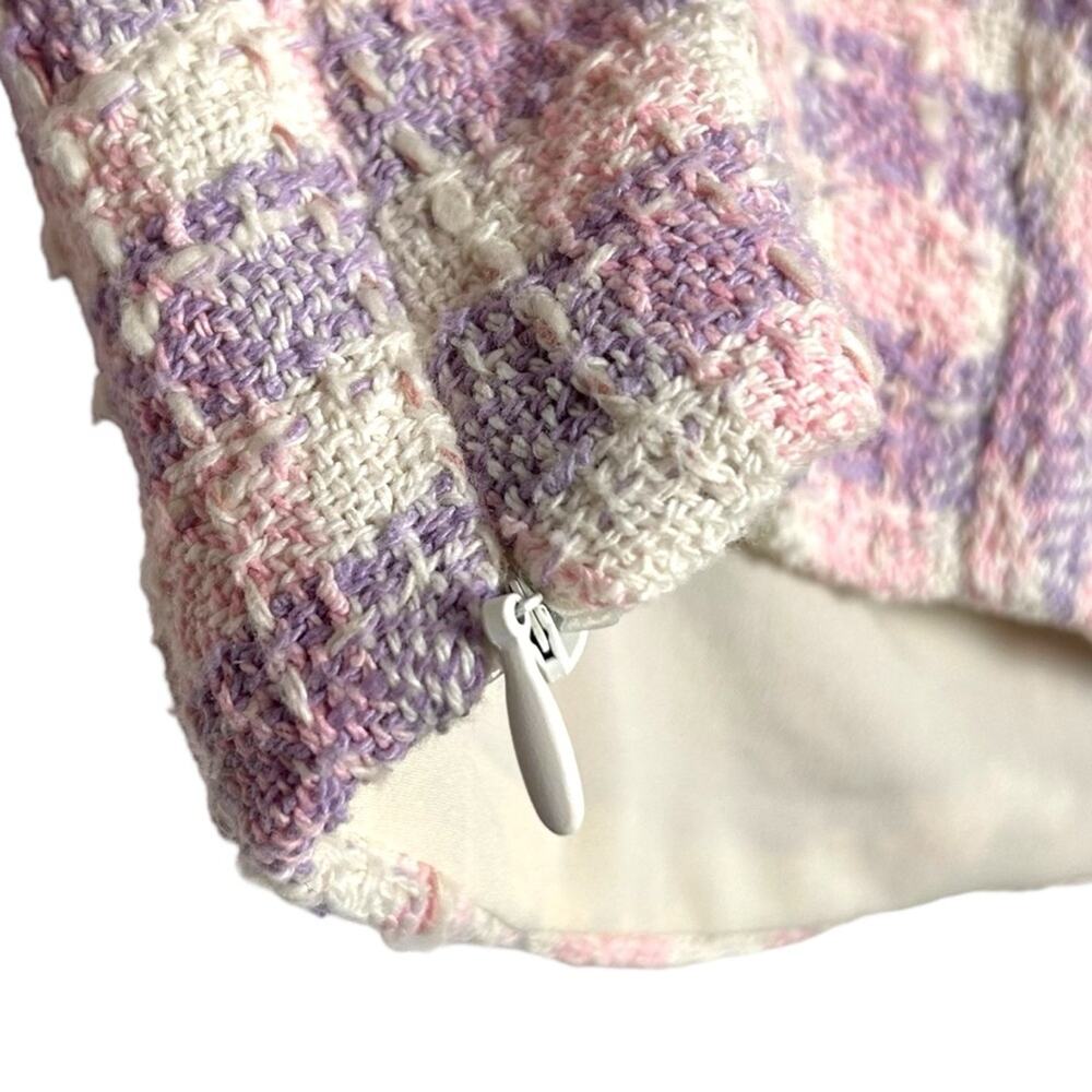 ZARA pink purple & white Tweed Crop Top Bustier M NWT - Picture 5 of 12